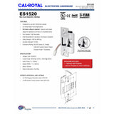 Cal-Royal ES1520 No Cut Electric Strike - All Things Door