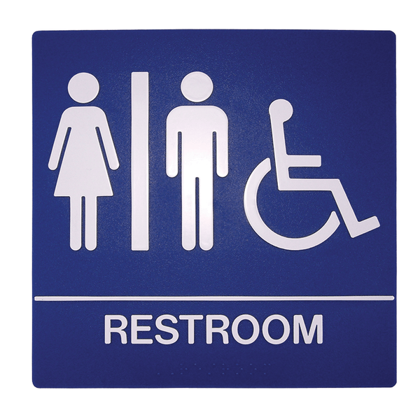 Design Hardware ADA Blue Restroom Signage with Braile - All Things Door