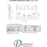 Design Hardware BB5 Standard Weight Ball Bearing Hinges 4-1/2" x 4-1/2" .134 Square Corner - All Things Door