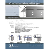 Design Hardware Full Mortise Heavy Duty Continuous Geared Aluminum Hinge - All Things Door