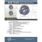 Design Hardware KIK Key in Knob Trim for use with 1000 and 2000 Series Devices - All Things Door