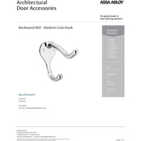 Rockwood 802 Medium Coat Hook - All Things Door